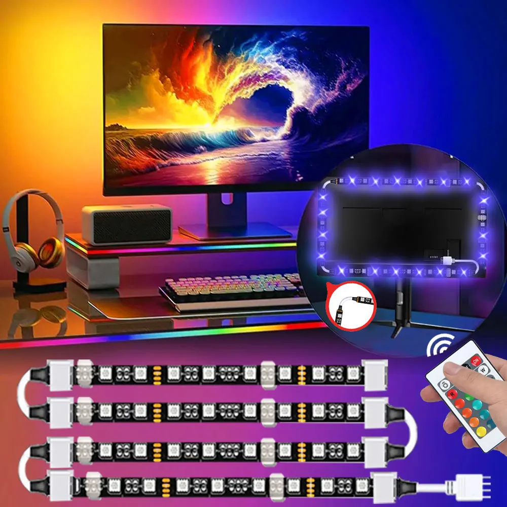 USB 5V RGB TV LED-Hintergrundbeleuchtungsstreifen 30 LEDs/M LED-Beleuchtung mit Fernbedienung DIY Farbige LED-Beleuchtungen für 49/49/55/58 Zoll TV-Beleuchtung