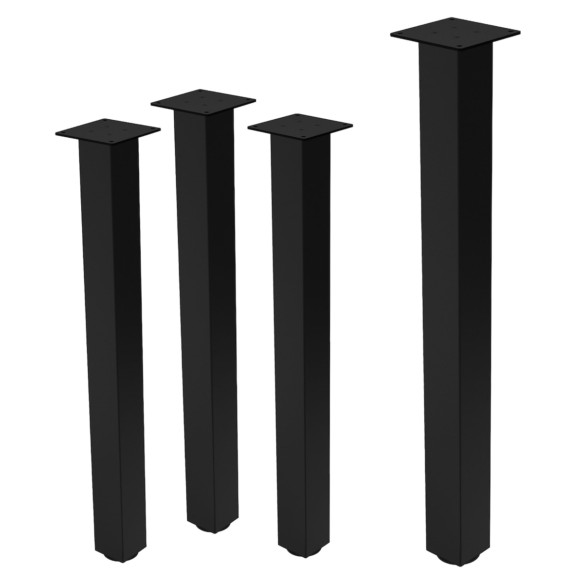 ML-Design 4er Set Tischbeine 90 cm Schwarz glänzend, Stahl pulverbeschichtet, I-Form 8×8 cm, höhenverstellbar, Möbelbeine für Schreibtisch Tisch Image