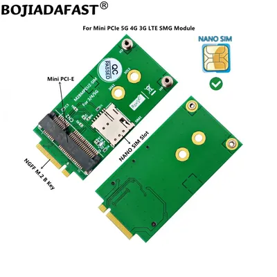 NGFF M.2 B-Tasten-Schnittstelle auf Mini-PCI-E-MPCIE-Wireless-Modul-Adapterkarte mit 1 Nano-SIM-Steckplatz für 5G 4G 3G LTE GSM WWAN-Modem Image