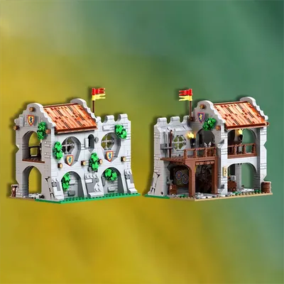 868PCS Europäischen Mittelalterlichen Street View Lion Knights' Castle Bogenschützen Rest modell DIY Image