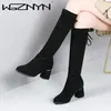 2025 NEUE Herbst Winter Damen Overknee Stiefel Outdoor Dicken Absätzen Rutschfeste Mode Bequeme Lange Stiefel Casual Frauen Schuhe