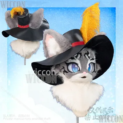 Pelzigen Furrsuit Tier Kleidung Cosplay Nette Cutecore Pirate Viking Stil Hut Feder Uniform Kawaii Image
