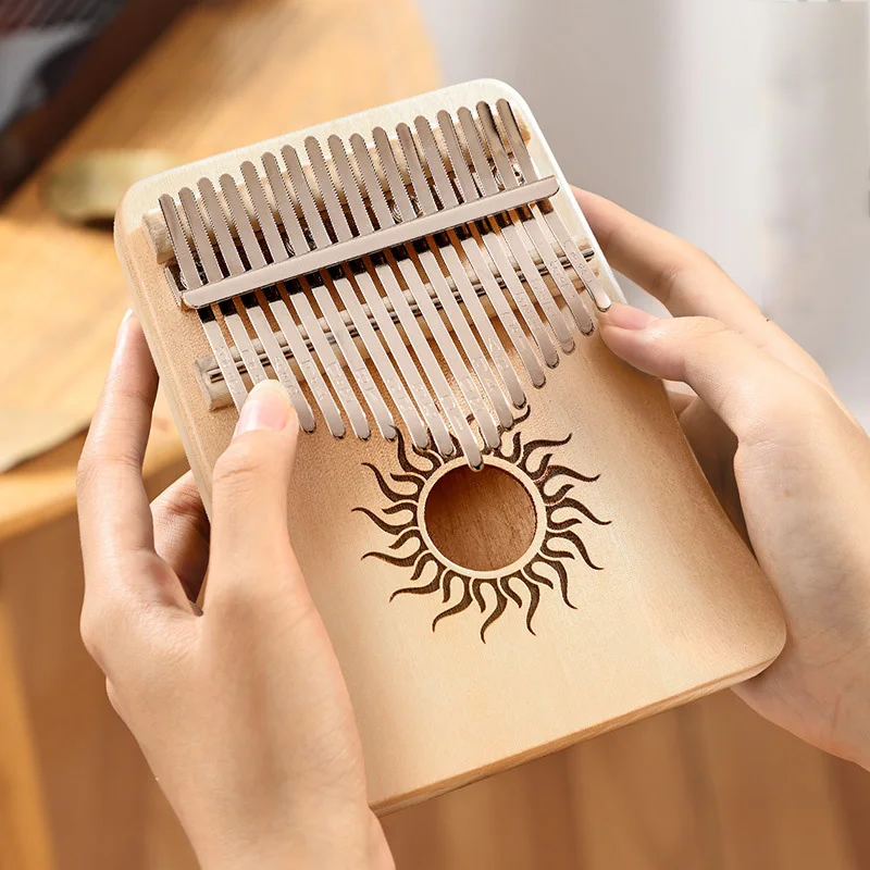 Hluru 17-Tasten-Ahorn-Kalimba 21-Tasten-Daumenklavier, tragbares Fingerklavier für Anfänger, Mbira, Geschenk für Kinder und Erwachsene Image