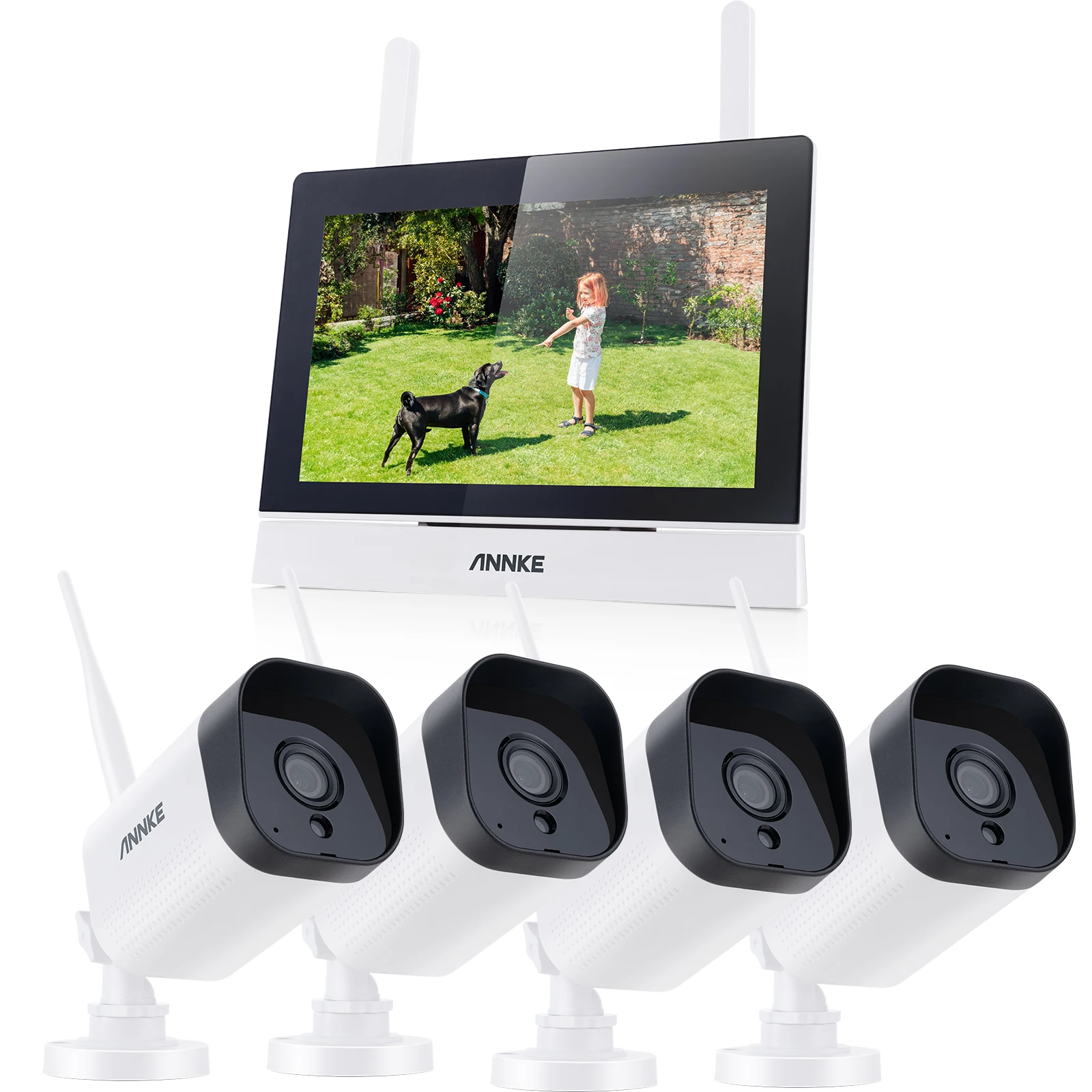 ANNKE-Drahtlose NVR-Kamera, CCTV-System, Bewegungserkennung, Zwei-Wege-Audio, IR-Nachtsicht, 4PCS 3MP-Kamera, 4CH, 7" Monitor, WTL300 Image