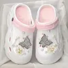 Silver Crystal Butterfly Clogs for Women Summer Platform EVA Sandals Fashion Pearl Flower Decor Slippers Shoes Woman Thick Sole