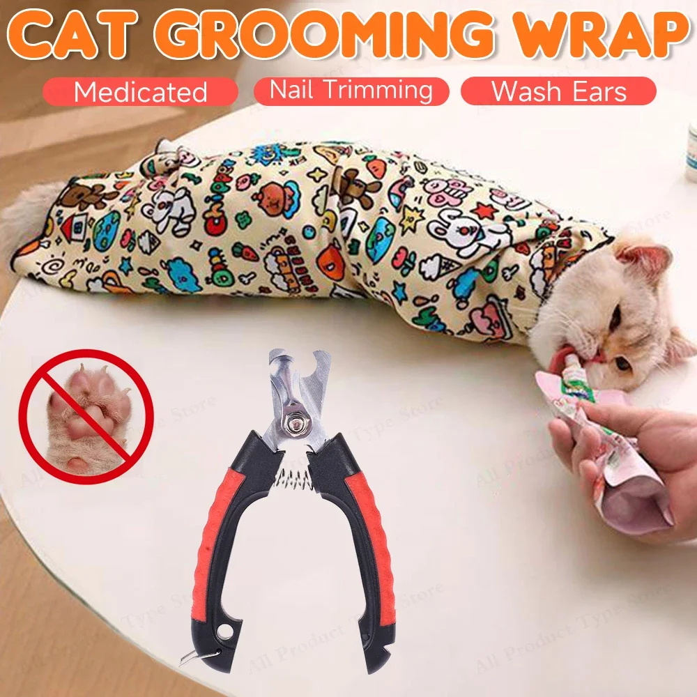 Pet Grooming Feste Tuch Wrap Katze Wrap Pflege Nagel Clippers Injektionen Selbst-klebe Anti Biss Scratch Anti Escape Zurückhaltung B Image