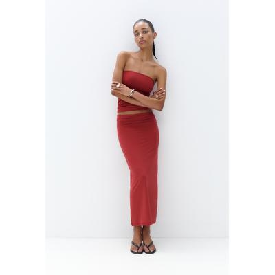 Gathered Polyamide Midi Skirt
