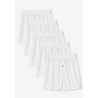 Men's Big & Tall 5-Pack Cotton Boxers by KingSize in White (Size 8XL)