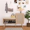 39" Shoe Storage Cabinet with Padded Cushion, Boho Shoe Bench, Wood Shoe Rack with Shoe Storage Organizer, Shoe Cabinet