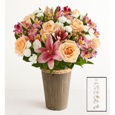 1-800-Flowers Flower Delivery Summer Beginnings Double Bouquet W/ Woodland Vase & Windchime