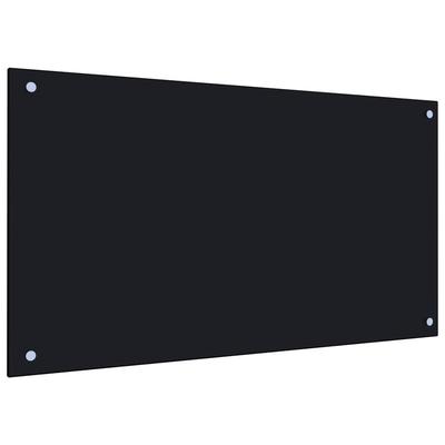 TEMU Black Kitchen Backsplash 90x50 Cm Tempered Glass Image