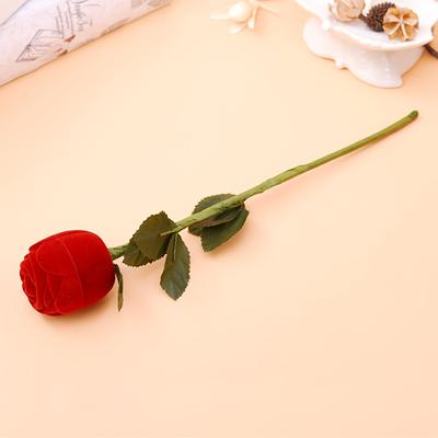 TEMU 1pc Plastic Rose Flower Ring Box With Velvet Interior, Fabric Lined, Closure, Proposal & Gift, Earring Stud Design, No Electricity Needed, Jewelry Boxes Image