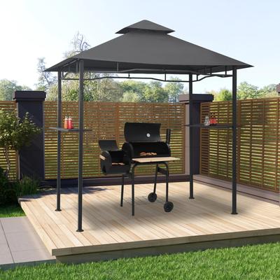 TEMU Bbq-pavillon 240x150x255 Cm Stahl, , Weather-resistant Roof, Uv Protection, Fire-retardant Fabric, Bar Counters Image