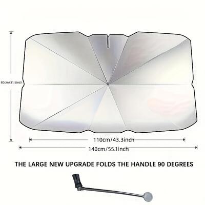 TEMU 360° Rotating Car Windshield Sunshade With Handle - Uv Protection, Adjustable Front Window Sun Blocker For & Glare Reduction, Includes Secure Suction Cups & Gift Bag Image