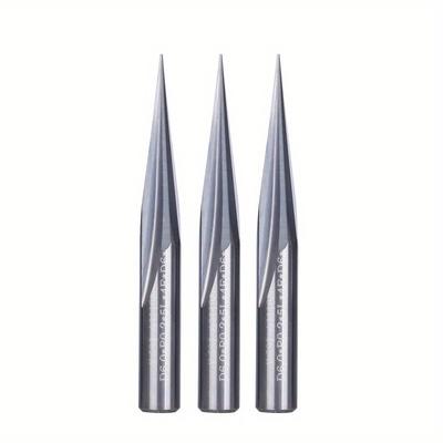 TEMU 3pcs Cnc Engraving Drill Bit 6mm Hard Alloy Engraving V-shaped Cutting Drill Bit 2 Slots 15 Degrees 0.3mm Tip Cnc Engraving Drill Bit, Suitable For Woodworking Mdf Image