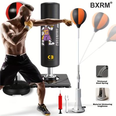 TEMU 54.3-63 Inch Height Adjustable Boxing Punching Ball With Spring, Includes Pump And Screw Wrench, Freestanding Base For Home Use, Training Reaction Speed Ball, No Battery Required Image