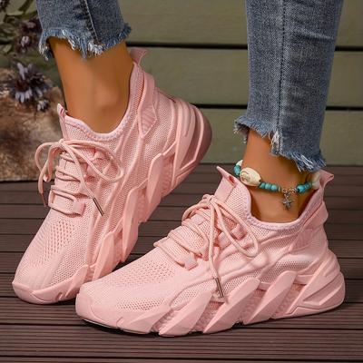 TEMU Women' Style Breathable Casual Sneakers With Mesh Lace-up, Lightweight Low-top Walking Shoes Image