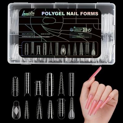 TEMU 288pcs/12 Different Shapes Reusable Nail Film Tray Extension Nail Mold 3d Design Fake Nail Tip Nail Mold Image