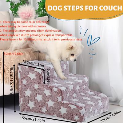 TEMU Three-step And -step Sponge Stairs, Pet Stairs, Soft Sponge Three-step Ladder For Small And Medium-sized Dogs And Cats, Removable Slope For Bed And Sofa, Suitable For Pet Stairs Image
