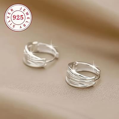 TEMU Of 925 Hypoallergenic Earrings, Fashionable Layered Design, Perfect Gift For Couples And , Suitable For Weddings, Parties, Vacation, And Casual Attire Image