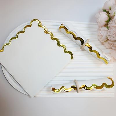 TEMU 20pcs/40pcs/60pcs/100pcs,white Scalloped Napkin With Edge Thick Disposable Napkin Party Napkin Drink Napkin For Wedding Dinner Birthday Party (white, 6.3x 6.3 Inch) Image