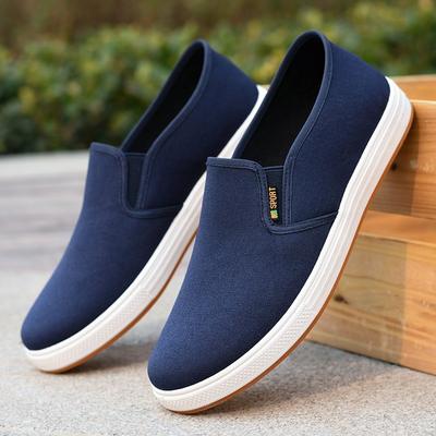 TEMU Men's Summer Canvas Shoes, Fashionable Slip-on Loafers With Rubber Sole, Breathable & Lightweight, Comfortable Fabric Lining, Solid For Casual Wear, Casual Wear Shoes | | Image