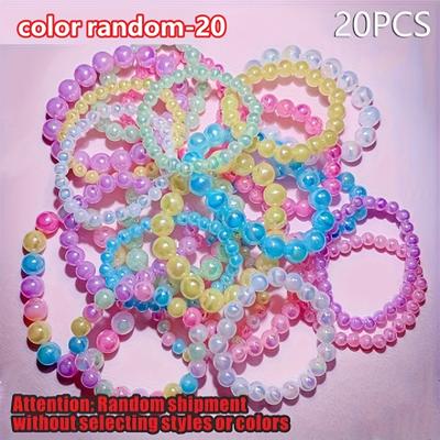 TEMU 20pcs/set Of Exquisite, Simple And Cute Bright Multi-colored Acrylic Bead Bracelets, Very Suitable For And Holiday Gifts Color Random-20 Image