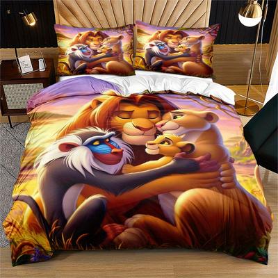 TEMU 3pcs The Bedding Set - Family Design With , & , Soft Polyester, Machine Washable, Zipper Closure, Home Decor, All , Valentine's Day Gift, Cartoon Accessories Image