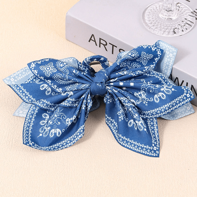 TEMU Bohemian Bow Hair Claw Clip - Large Size -shaped Hair Claw With Paisley Design, Hair Accessories For Women & Girls, French Vacation Headwear, Boho Hair Accessories, Metallic Finish Accent Image