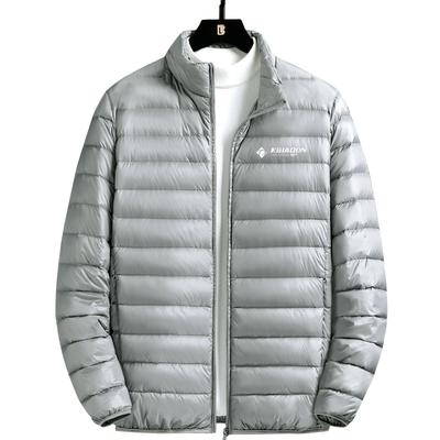 TEMU Kbiaodn Men's Lightweight Zip-up Jacket - Sleek Stand Collar, Solid Black, Casual Winter Coat With Pockets, Polyester, Hand Or Only Image
