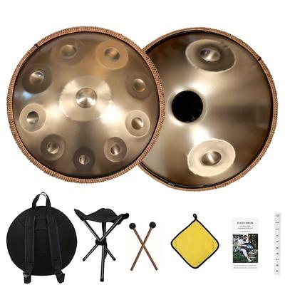 TEMU Handpan Drum 22 Inches D Kurd, Hand Drum Instrument, Hand Drum, Handpan Instrument Handpan Drum For Adults (golden)