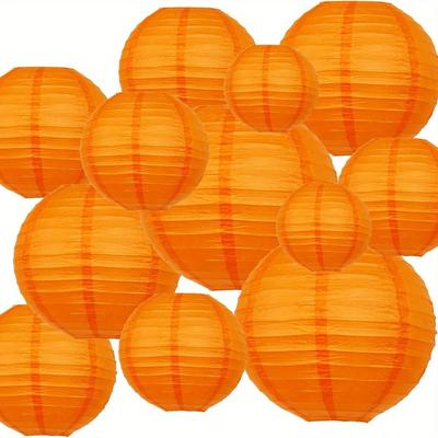 TEMU 12pcs Hanging Paper Lantern Decorations Orange Chinese Paper Lanterns Ceiling Party Decorations Wedding Anniversary Graduation Engagement Valentine's Day Image