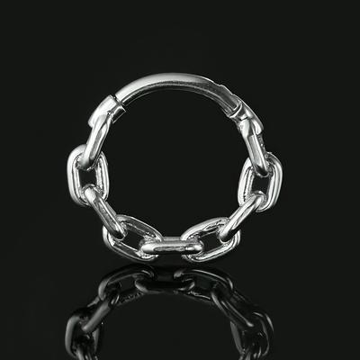 TEMU 1pc 316l Stainless Steel Clip Spiral Chain Nose Ring Cartilage Ear Screen Daith Ring Piercing Women Men Body Jewelry Image