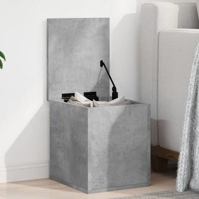 TEMU 1pc Wooden Storage Box, Concrete Grey , 30x35x35 Cm, Modern End Table Side Table With Hidden Compartment, Home Decor Organizer Image