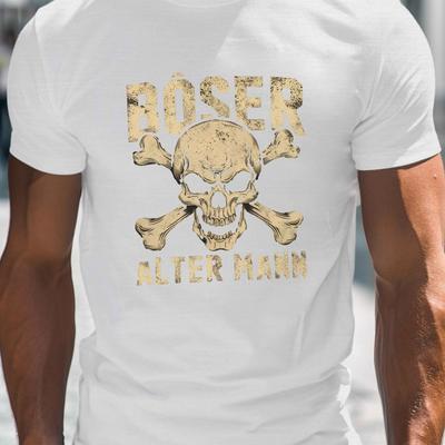 "TEMU Men's Evil Graphic T-shirt, 100% Cotton, Lightweight Crew Neck Summer Top With "roser" Print & , Casual Loose Fit For Adults" Image