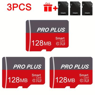 TEMU 3pcs Memory Cards With Adapter - U3, C10, A1 Compatible | For Tablets, Cameras, Phones & More | 128gb/64gb/32gb/16gb/8gb/4gb/2gb/1gb/512mb/256mb/128mb/64mb