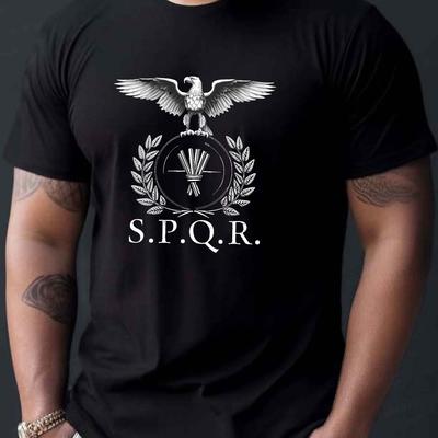TEMU Eagle Emblem Print Tee Shirt, Tees For Men, Casual Short Sleeve T-shirt For Summer Image