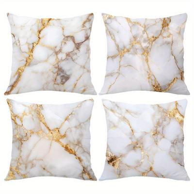 TEMU 4pcs Simple Modern White Pillowcase, Single-sided Printing Pillowcase, 17.7*17.7in Fashionable Pillowcase, Home Decoration Pillowcase Suitable For Living Room Sofa Bedroom, Without Pillow Core Image