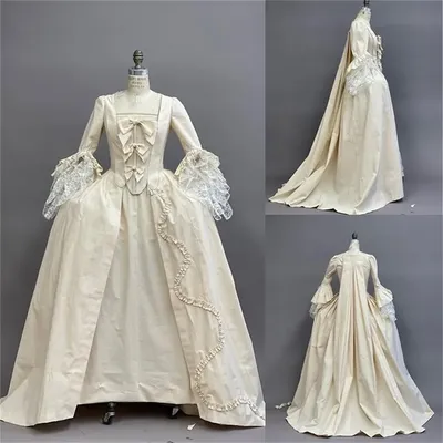 Weißes georgianisches Rokoko-Barock-Marie-Antoinette-georgianisches Kleid aus dem 18. Jahrhundert Robe A La Francaise Vintage-Ballkleid Image