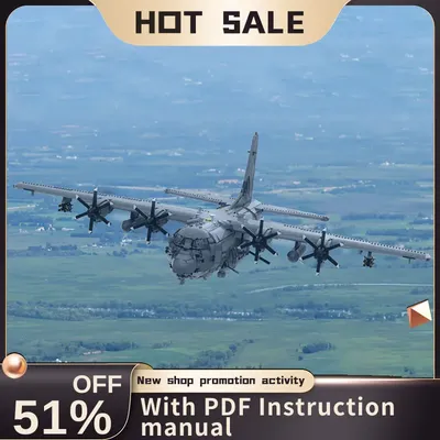 New 5452Pcs Moc Military Weapon Ac-130J Ghostrider Fighter Model Building Block Technology Diy Image