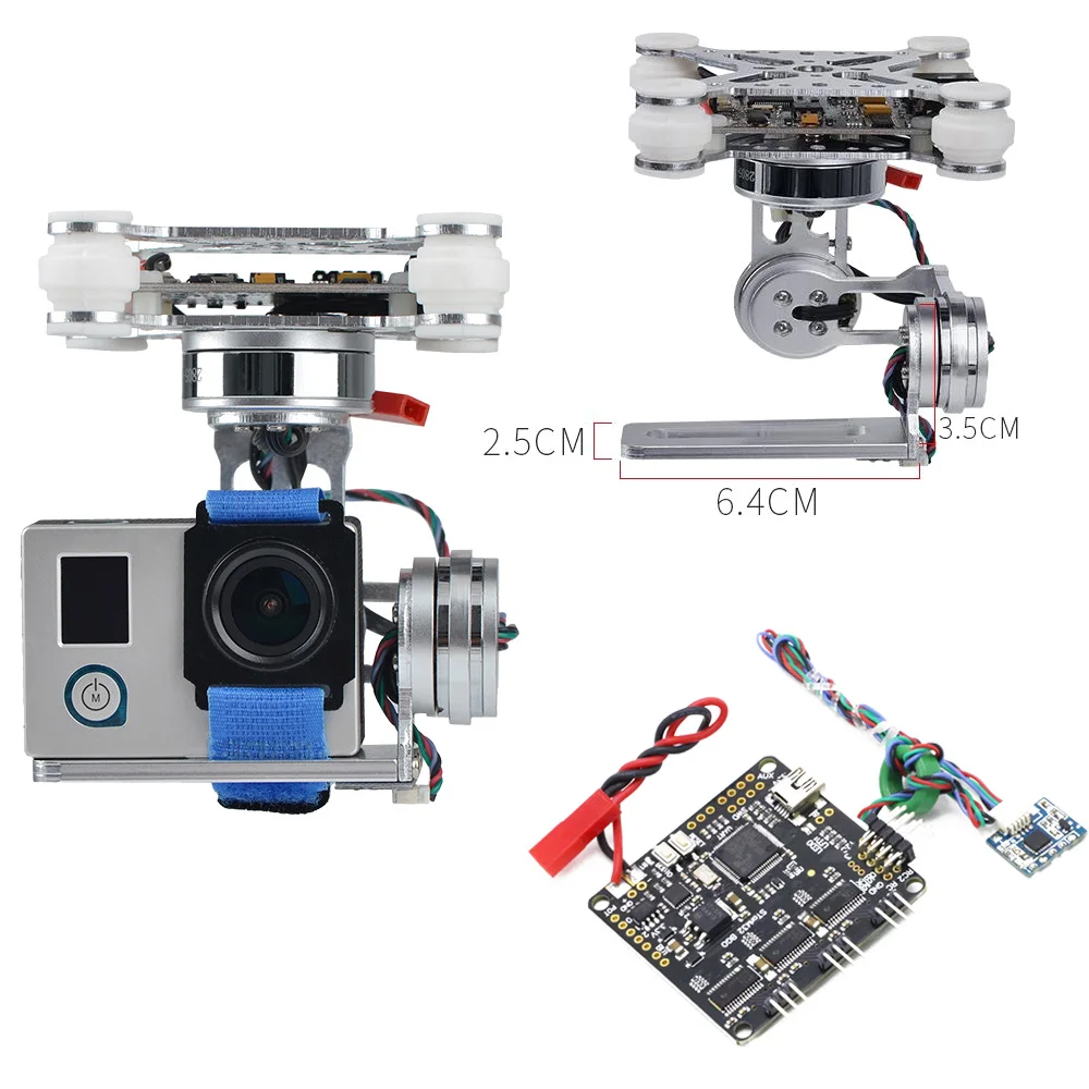 RCTOSKY 3-Achsen-Bürstenlose Gimbal-Kamerahalterung und 32-Bit-Storm32-Controller breit für Gopro3/Gopro4/SJ4000/Xiaomi FPV-Kameradrohne Image