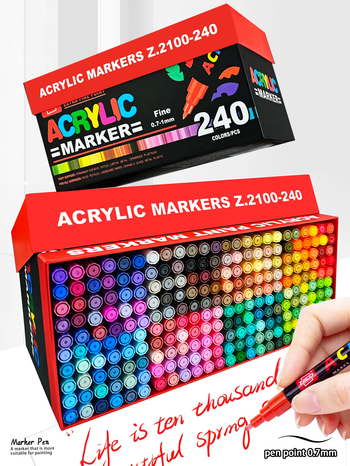 168/240 Farben Acryl-Markierungsstifte-Set, DIY handgezeichnet, Acryl-Pinselstifte, Student-Graffiti-Farb-Zeichenstift-Briefpapier, Z.2100 Image