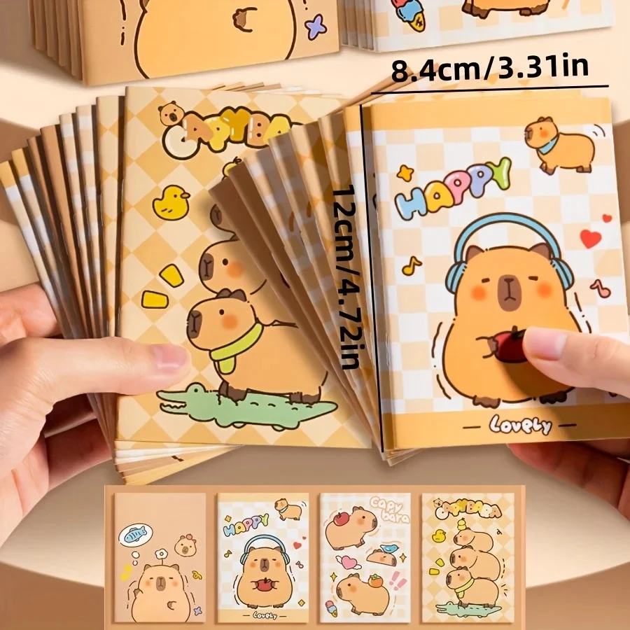 10-teiliges Kawaii Mini-Capybara-Notizbuch, gemischt, niedliches Taschen-Notizbuch, Tagebücher, Tagebuch, Planung, Memo, Notizblock, lustiges Cartoon-Briefpapier, Geschenk Image