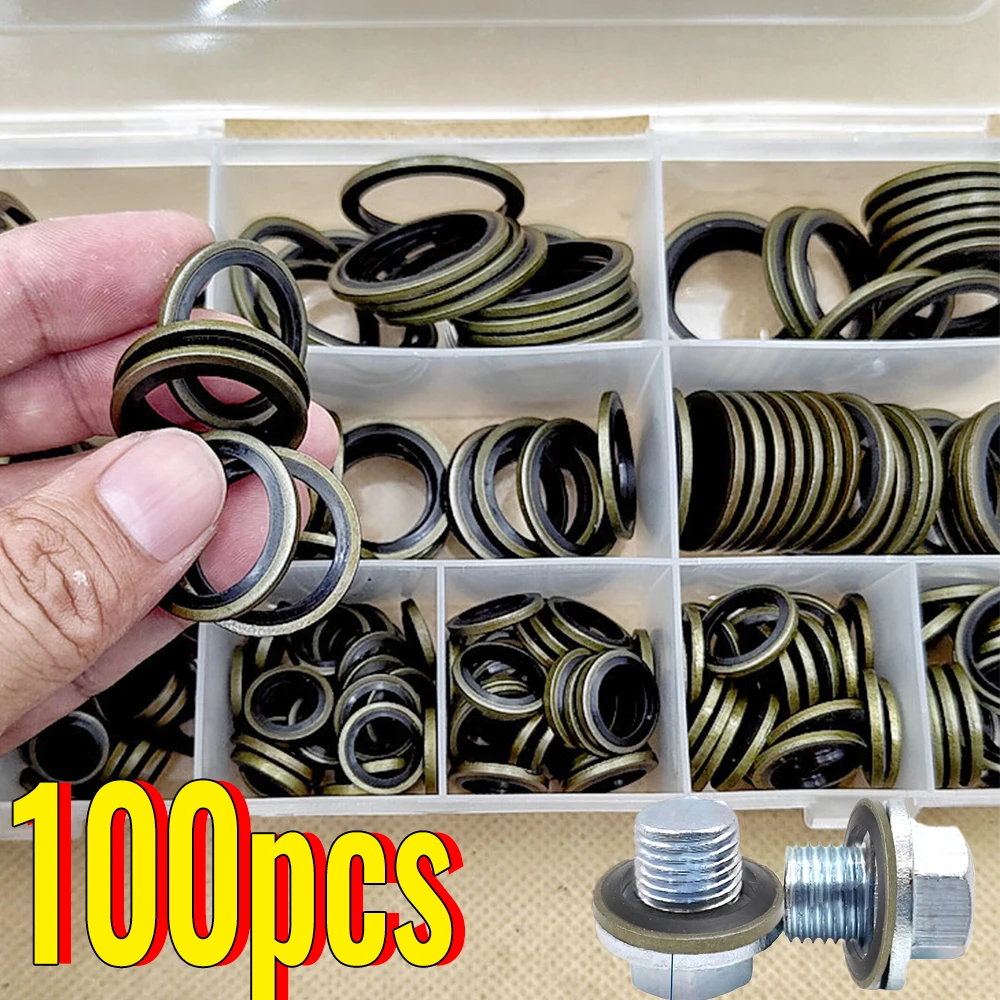 M6 M8 M10 M12 M14 M16 Car Oil Pan Drain Gasket Kit Drainage Bolt Pad Rubber Oil Drain Plug Gasket Replaceable Washer Seal Set Image
