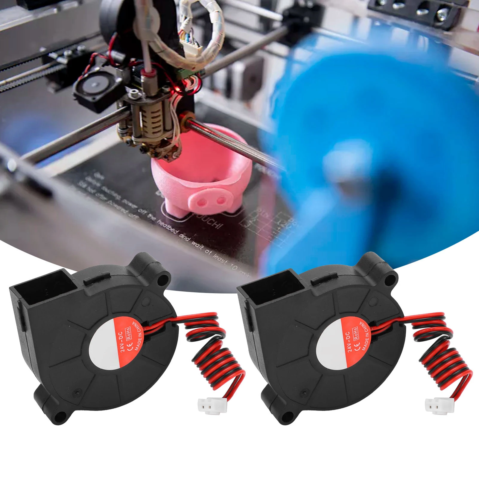 2PCS 3D Drucker Lüfter Leiser Lüfter Passend für Ender-3 Ersatzteil 50x50x15mm DC24V 3D Drucker Lüfter Drucker Lüfter Image