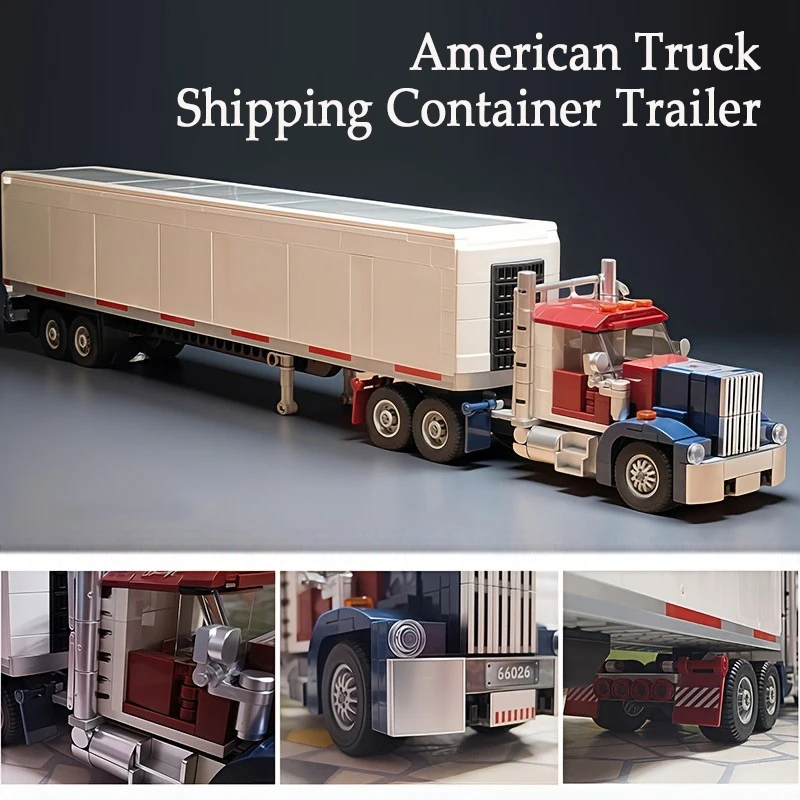 500 + PCS Amerikanischen Lkw Versand Container Anhänger Bausteine Spielzeug Montage Bildungs Ziegel Fahrzeug Modell Urlaub Geschenke Image