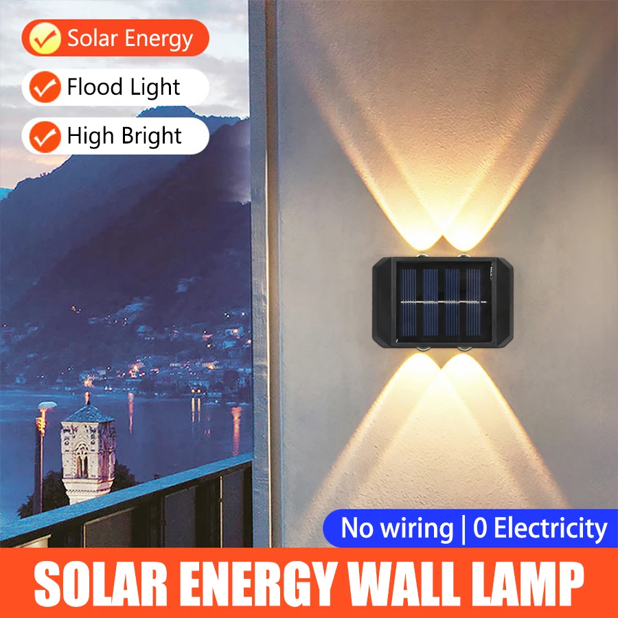 4/6/8 LED Solar Doppel-headed Hohe Helligkeit Wand Lichter Garten Lichter Tür Zeichen Wand Lichter Im Freien wasserdichte Wand Dekor Led Image