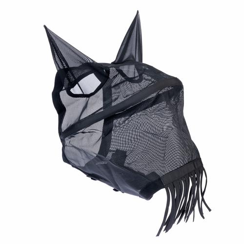 Nomad Tales Masque anti-mouches avec oreilles & Protège-nuque à franges, noir pour cob cheval