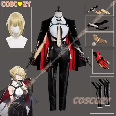 Zenless Zone Zero Evelyn Chevalier Cosplay Kostüm Perücke Uniform Jacke Kopfbedeckung Ohrringe Sterne aus Lyra Halloween Party Outfits Image