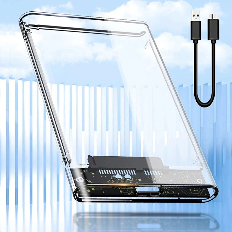USB 3.0 Transparentes Festplattengehäuse 2,5 Zoll, Typ C Mikrokabel Externes Festplattengehäuse 2,5 Zoll SATA Box HDD SSD PC Computer Image